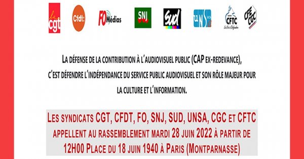Rassemblement pour la défense de l'audiovisuel public le 28/06/2022