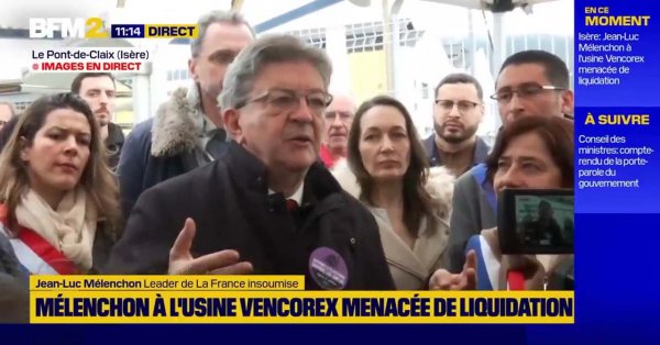 Jean-Luc Mélenchon à l'usine industrielle Vencorex le 12/03/2025