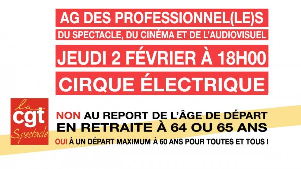 AG des professionnel(le)s du spectacle, du cinéma et de l'audiovisuel le 02/02/2023