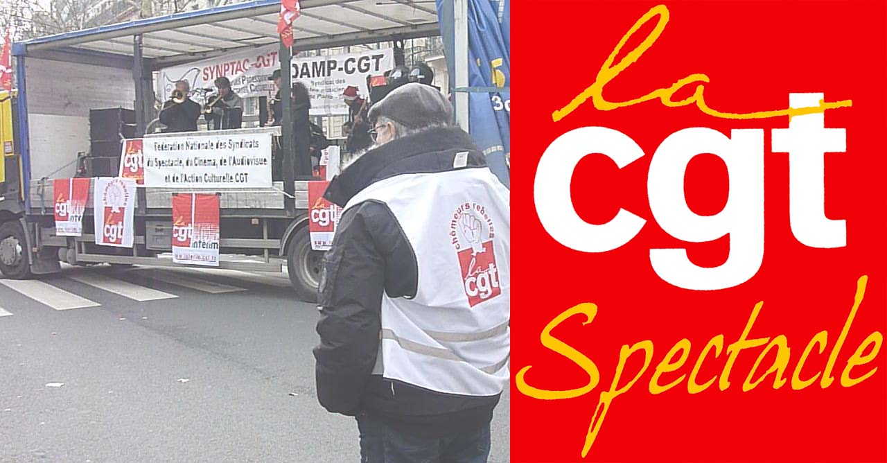 Logo Cgt spectacle - Photo gC 5329 au Medef le 18/12/2018