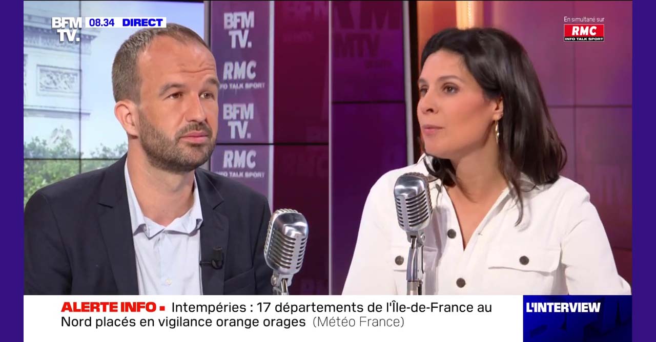 Manuel Bompard invité d'Apolline de Malherbe le 20/05/2022