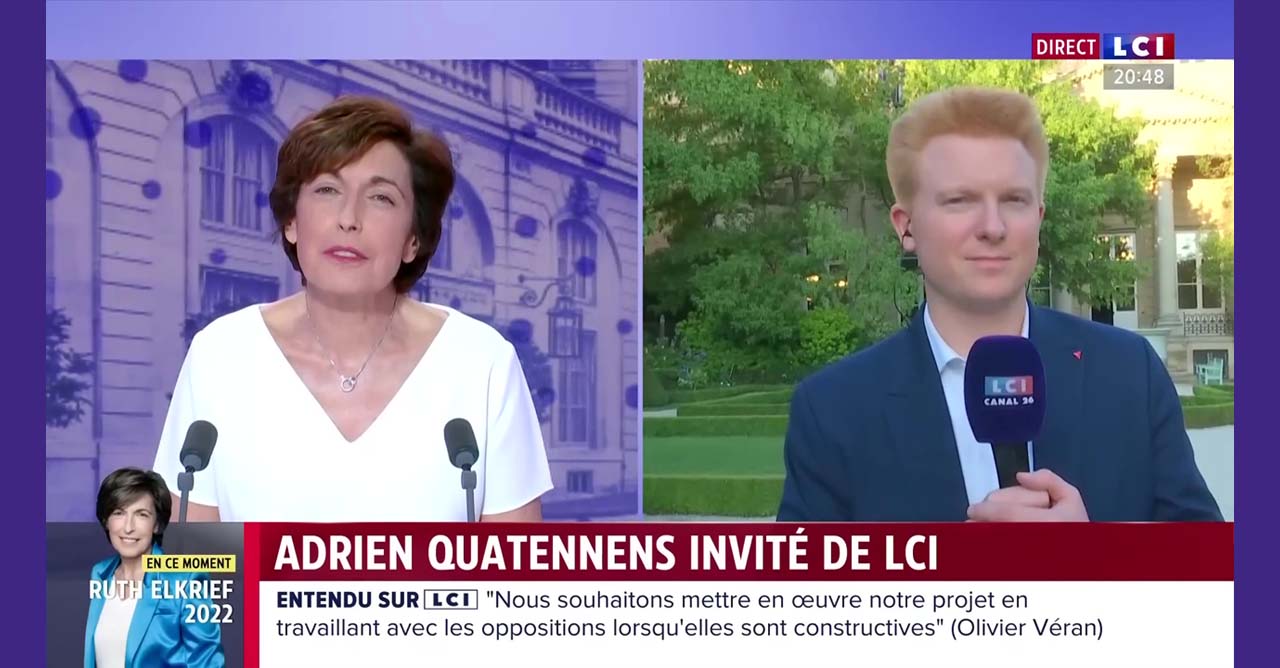 Adrien Quatennens invité en duplex sur LCI le 04/07/2022