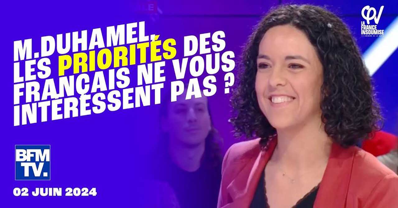 Manon Aubry invitée de BFM politique le 02/06/2024