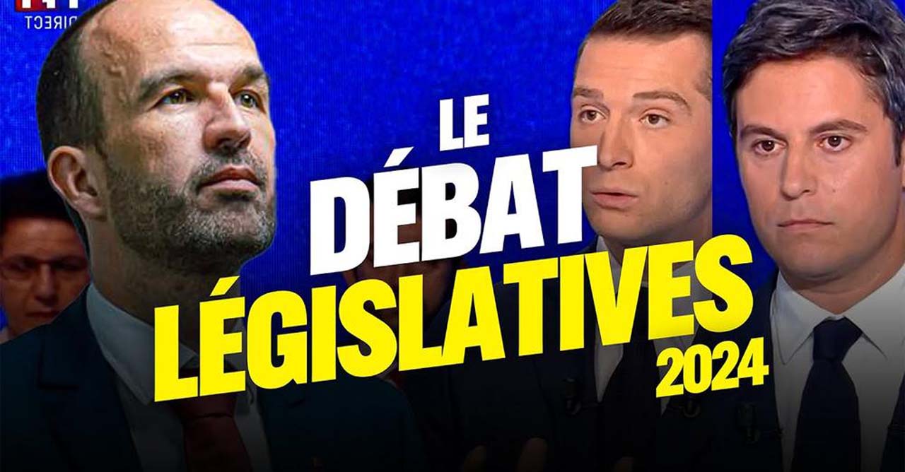 Le débat législatives 2024 : Manuel Bompard face à Attal et Bardella le 25/06/2024