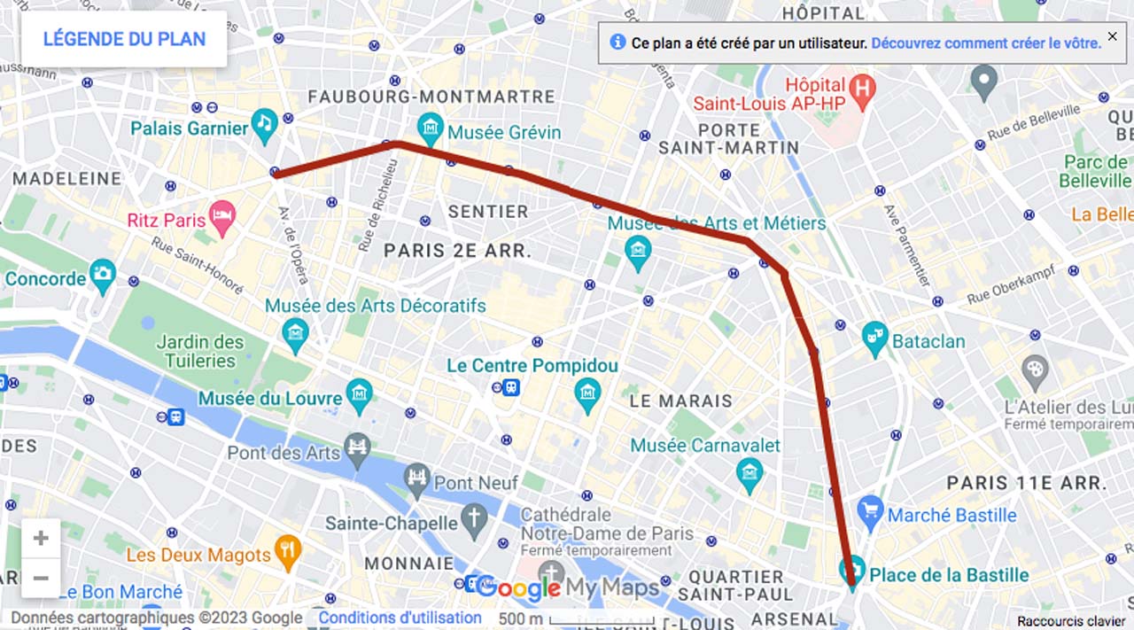 Itinéraire de la manifestation du 7 février 2023