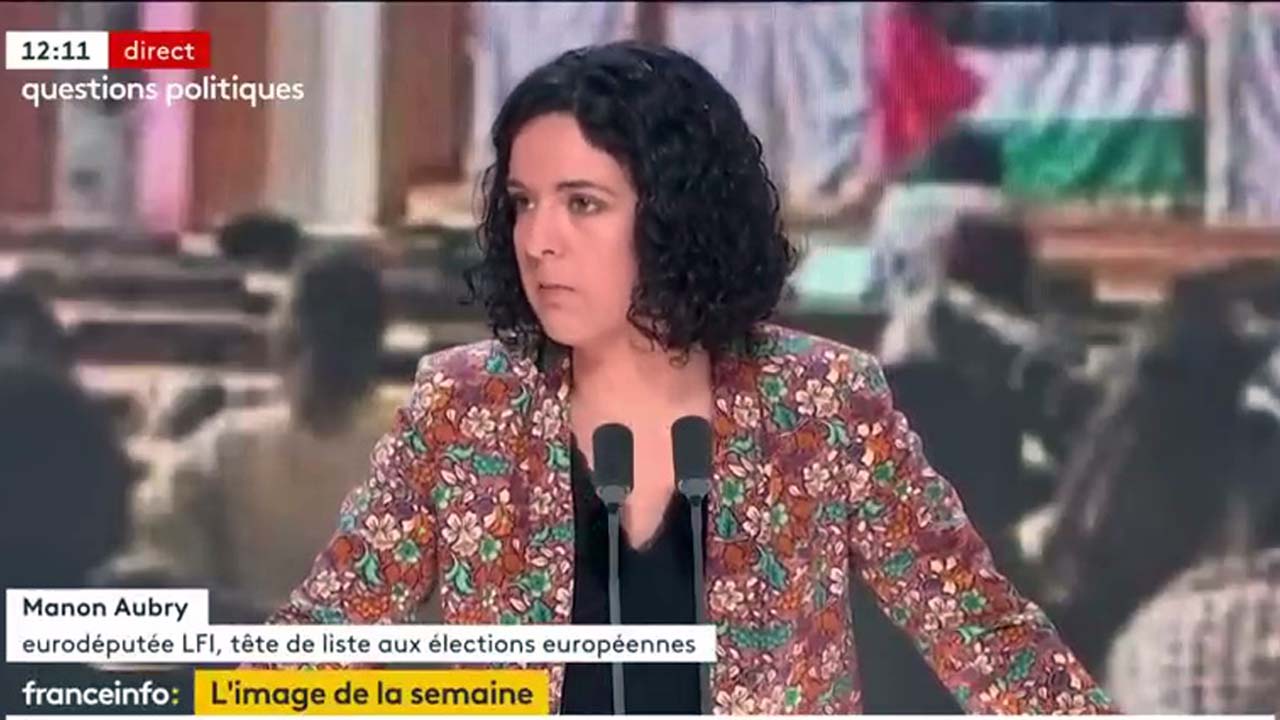 Manon Aubry invitée de Questions politiques sur France inter le 17/03/2024