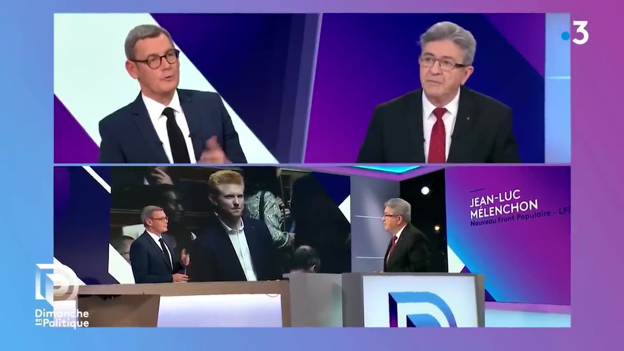 Jean-Luc Mélenchon invité de Dimanche en politique sur France 3 le 16/06/2024